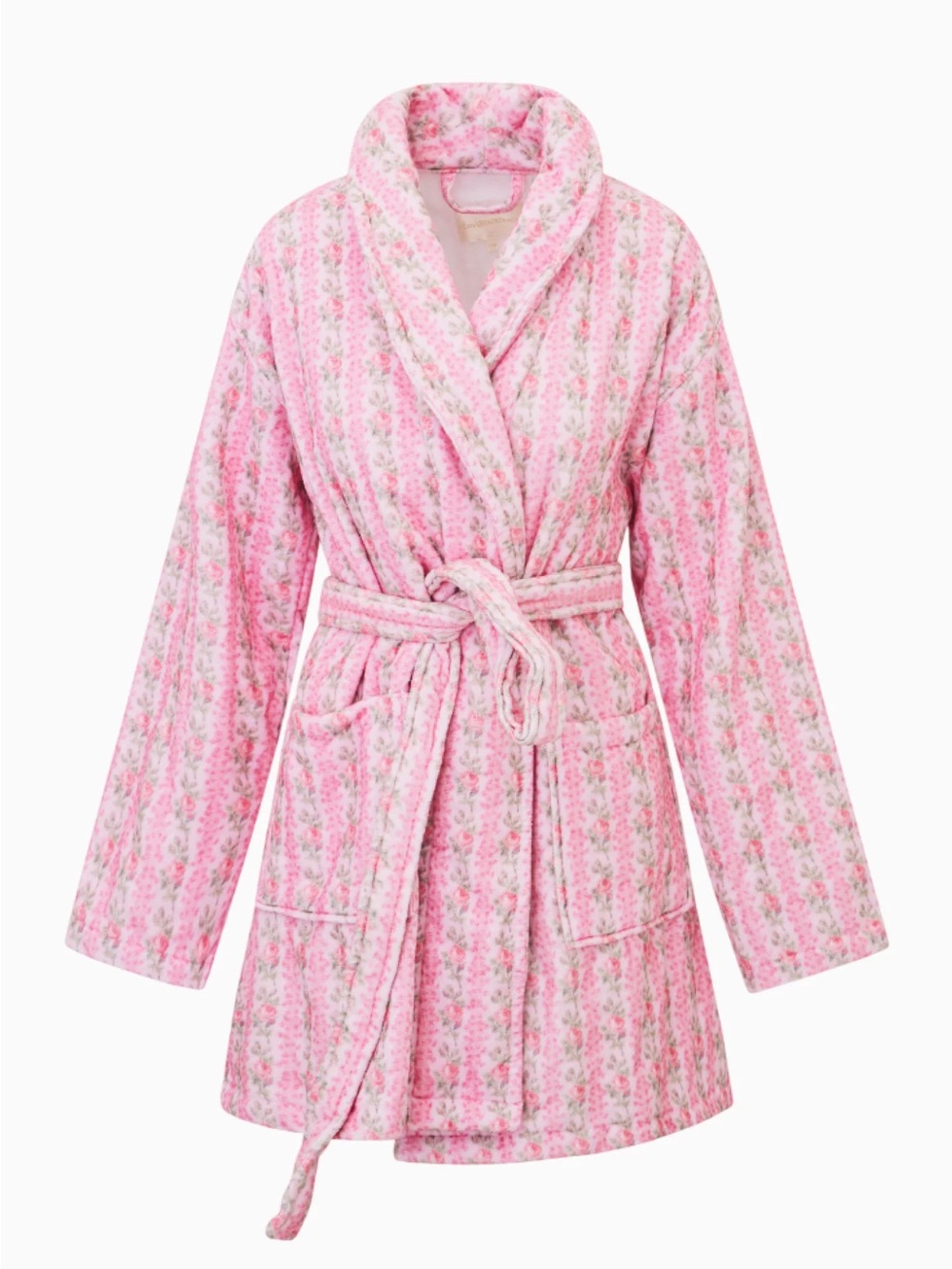 LoveShackFancy Kids Indie Cotton Bath Robe in Strawberry Macaroon, One Size